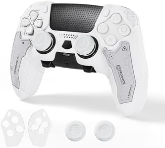 GesTac Tactical PS5 Edge Controller Skin Set, Anti-Slip Silicone Protective Cover Skin Case Compatible with PS5 Edge Wireless Controller with 2 Thumb Grip Caps - Dawn White