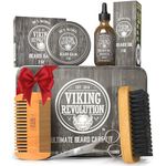 Viking Revolution - Beard Grooming Kit for Men - Ultimate Beard Kit with 100% Boar Beard Brush, Beard Comb, Citrus Beard Balm, Unscented Beard Oil & More - Christmas Gifts for Him - Gifts for Men