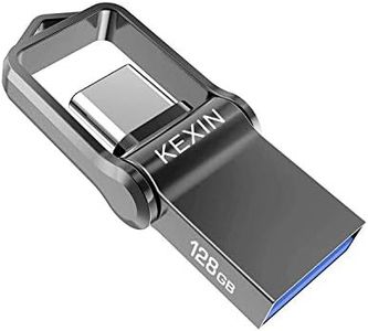 KEXIN USB C Flash Drive 128GB Dual USB 3.0 + USB C Memory Stick OTG Type C USB Stick Waterproof Aluminum USB C Stick Thumb Drive Storage Stick Photo Stick for PC Tablet TV Car Type C Phone Black