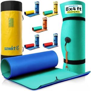 SOWKT Outdoor Floating Mat with Pillow & Storage Bag -8 x 4 feet Foam Floating Water Mat for Lakes & Pools - Swim Mat, Lake Mats for Floating, Floating Pads for Water, Fun for Adults & Kids
