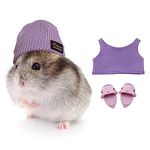 KnocKconK Hamster Costume Set with Shirt, Hat, Shoes, Small Animal Cute Shark Slipper for Real Pets, Cute Mini Rat Holiday Party Clothes, for Fun, Photos. (Purple)