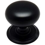 Cosmas 6542FB Flat Black Round Cabinet Hardware Knob w/Backplate - 1-1/4" Diameter - 10 Pack