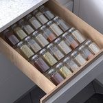 19 x 13 Inches Spice Drawer Organizer, 4 Tier Clear Acrylic Expandable In-Drawer Seasoning Jars Rack, Kitchen Drawer Spice Insert Tray for Cabinet/Countertop