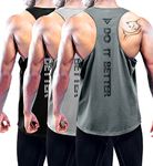 Boyzn Men's 3 Pack Y-Back Muscle Workout Tank Tops, Athletic Training Gym Tank Top, Fitness Bodybuilding Sleeveless T-Shirts Black/Gray/Dark Grey-XL