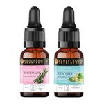 Soulflower Rosemary & Tea Tree Essential Oil Regimefor Hair Growth, Hair Fall Control and Nourishment, Skin Care| 100% Pure, Naural, Organic Certified & Undiluted | Pack of 2 15ml Each