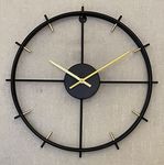 Urban Born Metal Wall Clock for Home and Hall 17 inches (46 x 46cm) Home Big Size Living Room Hall Bedroom Stylish Clock (Black Gold)