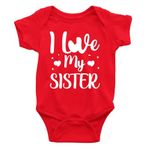 Printmate I Love My Sister Red Unisex Short Sleeve Cotton Romper For New Born Baby Boys And Girls -D288