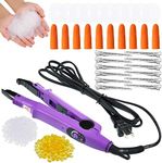 Lanties Keratin Hair Iron Fusion Heat Tool with Purple Connector Wand, 2 Bags Keratin Beads, Hair Clips, Finger Protector, Heat Insulation Sheets, for DIY Hairstyles