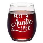 Joymaking Auntie Gifts - Best Auntie Ever Wine Glass Birthday Gifts for Auntie from Niece and Nephew, Personalised Drinking Glass Gifts for Auntie, Mothers Day, Birthday Gifts, 15oz…