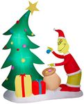 Gemmy Airblown Inflatable Grinch Putting Ornaments on Tree LG Scene Dr. Seuss, 8.5 ft Tall