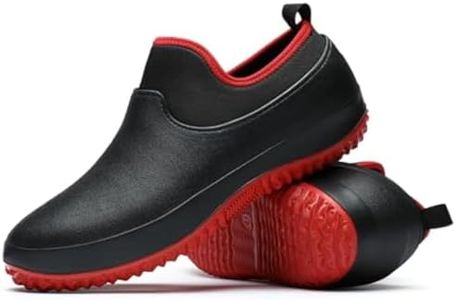 Men's Waterproof Non Slip Chef Shoes Food Service Kitchen Shoes Lightweight Slip On Garden Shoe for Camping and Yard Work (red,8)