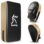 Odoland Punching Mitts and Kick Pack Set, Focus Pads, Taekwondo Kick Pad for Boxing, Kickboxing, Karate, Muay Thai Training - Gold