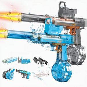 StimuVariety Electric Water Gun for Adults Kids, 2 Pack Automatic Squirt Watergun with Manual Function Led Lights, Summer Outdoor Water Pistol Pool Beach Party Toys for Boys Girls, Black and Blue