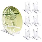 Fowecelt Plate Display Stands Clear - 6 Set Plate Stand for Display, Plate Holders Display Stand, Adjustable Sliding Acrylic Plastic Display Stands Easel for Photos, Place Cards, Phones, Books