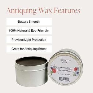 Furniture Wax - 100% Natural Sealant for Chalk Furniture Paint or Raw Wood, Light Protection, Easy to Apply, No Odor, Eco-Friendly - 7 Color Choices - Antiquing [Brown] (8 oz)