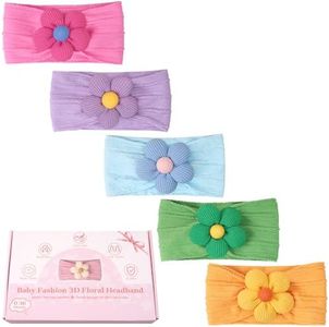 CÉLLOT 5 Pcs Baby Flower Headbands Baby Girls Nylon Headbands Soft Hairbands Hair Accessories for Newborn Infant Toddler Kids(Spring Summer Vibe)