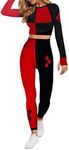 Harley Quinn Womens Cosplay Active Workout Outfits – Legging and Shirt 2PC Sets by MAXXIM Harley Quinn X-Small