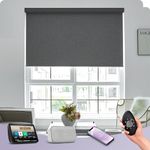 Graywind Customised Electric Roller Blinds, Rechargeable Blackout Smart Blinds Compatible Alexa Google, Textured Gleaming Fabric Motorised Windows Blinds with Remote, Frequency Nero