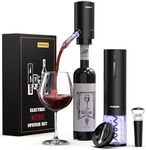 Rechargeable Electric Wine Gift Set - Electric Wine Aerator, Vacuum Stoppers, Foil Cutter and Electric Bottle Opener for Home Bar and Outdoor Parties