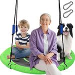 40 Inch Flying Saucer Tree Swing for Kids Adults,Round Indoor/Outdoor Swing Set with Hanging Strap Kit,Circle Swing with Steel Frame & Adjustable Rope,Easy to Install&750lb Weight Capacity