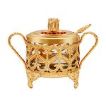 Sugar Bowl, Turkish Sugar Bowl Sugar Dual Holder Bowl Swan Base Holder with Sugar Spoon and Lid Condiment Pot Spice Glass Jar Coffee Bar Accessories Sugar Container for Home and Kitchen