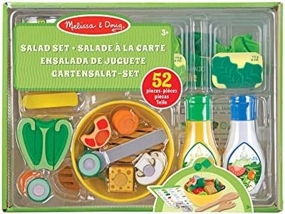 Melissa & Doug Insalata set da gioco, Giocattoli in Legno, Gioco di Cibo in Legno, Gioco di Ruolo, Gioco Educativo Montessori, Regalo per Bambini e Bambine di 3+ anni