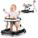 Baybee Astro 2 in 1 Baby Walker for Kids with 3 Adjustable Height & Wheel Lock | Activity Push Walker for Baby with Musical Toy Bar & Stopper | Kids Walker Baby 6-18 Months Boy Girl (Black)