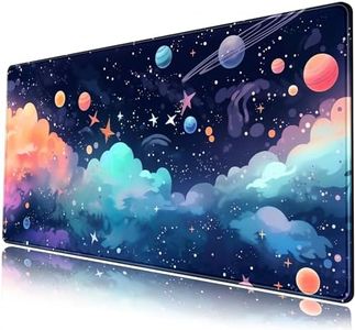 Kawaii Pastel Cosmos Sous-main de bureau mignon esthétique galaxie grand tapis de souris nuages tapis de souris de jeu étendu tapis de souris XXL 80 x 40 cm Base en caoutchouc antidérapant Accessoires