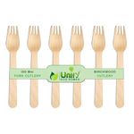 UNIFY EcoHomes 160mm, 100 Pack Disposable Forks Set | Wooden Cutlery Ideal for Birthday, Wedding & Party | Eco- Friendly, Biodegradable, Compostable Cutlery