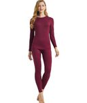 LANBAOSI Womens Thermal Underwear Set Winter Long Johns Top and Bottoms for Ladies Wine