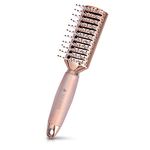 Navaris Vented Hairbrush - Vented Hair Brush with Gel Handle and Wide Set Bristles for Detangling and Styling Wet, Dry, Curly, Thick Hair - Rose Gold