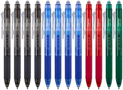 ParKoo Retractable Erasable Gel Pens Clicker Fine Point 0.7 mm, No Need for White Out, 4 Assorted Color Inks for Completing Sudoku and Crossword Puzzles, 12-pack