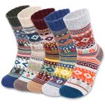 YANGTE Thermal Socks Women Nordic Socks thick Winter Warm Wool Socks for Ladies 5 Pairs