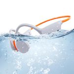 Atopskins Bone Conduction Headphones, IPX8 Waterproof Swimming Bone Conduction Headphones Wireless Bluetooth 5.3 Underwater Headphones, Comes with 32 GB MP3 Player for Running Earphones (White)