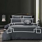 Modern Grey Quilt Cover Set, White 