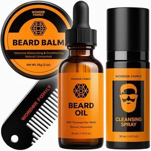 WONDER FAMILY 5-in-1 Beard Kit for Men Grooming and Care - Anniversary & Birthday Gifts for Men - Beard Care Kit