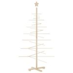 vidaXL Solid Wood Pine and Bamboo Christmas Tree, Easy DIY Decoration, Compact Storage Design, Suitable for Indoor and Outdoor Use - Natural Brown