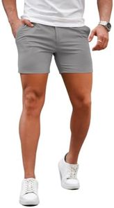 GINGTTO Mens Slim Fit Shorts Skinny Chino Short Tapered Leg Stretch（Light Grey 2，36）