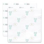 SwaddleDesigns X-Large Cotton Muslin Swaddle Blankets, Fox XOXO, SeaCrystal, Set of 2