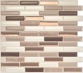 Smart Tiles Authentic Peel and Stick Backsplash and Wall Tiles (4 Sheets) – Brown (Milenza Andrea) 10.2 in X 9 in