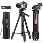 CAMOLO Phone Tripod，67”Camera Tripod DSLR Tripod for Travel Aluminum Lightweight Tripod with Travel Bag Vlogging Camera Cell Phone Tripod Video Photography for YouTube