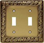 Franklin Brass 64040 Paisley Double Toggle Switch Wall Plate/Switch Plate/Cover, Tumbled Antique Brass