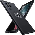 AIOVETEAB for Samsung Galaxy S22 Ultra Case,Silky Soft Touch Heavy Duty Protective Cover with Ring Holder Kickstand Magnetic Phone Case for S22 Ultra 5G 6.8'' 2022 (Black)…