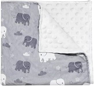 TANOFAR Minky Baby Blanket Super Soft Micro Fleece Blanket Boys Receiving Blanket with Dotted Backing Toddler Blanket, Grey Elephant, 30 x 40 Inch