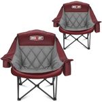 Overmont Oversized XL Heavy-Duty Padded Camping Chair for Adults - 400lbs Support with Side Pocket Cup Holder Cooling Bag for Outdoor Sports Garden Red 2pcs