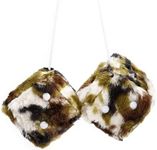 YGMONER Couple 2.75” Fuzzy Dice with Leather Dots Retro Car Mirror Hanging Accessories for Car Decoration (Camo)