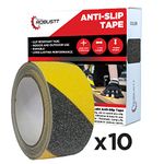 Robustt Anti Skid/AntiSlip 5mtr(guaranteed) X50mm (Pack of 10) Mulitcolor Fall Resistant with PET Material and Solvent Acrylic Adhesive Tape for Slippery Floors, Staircase, Ramps, Indoor, Outdoor Use