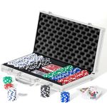 Gambit Goods 300-Piece Deluxe Poker Chip Set with Aluminum Case, Cards, Dice, and Dealer Button - Premium Casino-Style Multicolor Tokens for Adults - Perfect for Classic Multiplayer Games