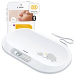 Beurer BY90 Baby Scale, Pet Scale, Digital, with Measuring Tape, tracking weight with App | For: Infant, Newborn, Toddler /Puppy, Cat - Animals | LCD Display, weighs Lbs/Kg/Oz Highly accurate