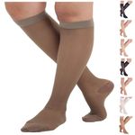 Absolute Support Travel Sheer Compression Socks 15-20mmHg for Women Circulation, Taupe, L